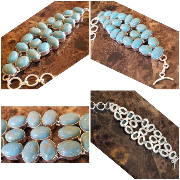 Genuine Gorgeous Wide Multi Turquoise Bracelet 8' - Picture 2 of 4